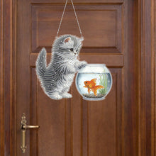 Load image into Gallery viewer, Cat DIY Diamond Art Pendant Kit Diamond Painting Hanging Pendant for Wall Window