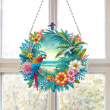Load image into Gallery viewer, Acrylic Special Shape Beach Parrots DIY Diamond Art Pendant Kit for Wall Window