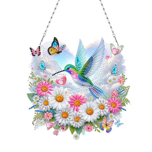 Acrylic Special Shape Beach Parrots DIY Diamond Art Pendant Kit for Wall Window