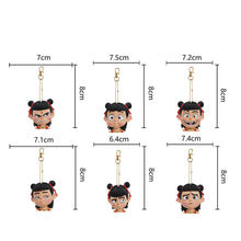 Load image into Gallery viewer, 6Pcs Double Sided Special Shaped Cartoon Nezha Diamond Art Keyring for Beginners