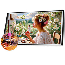 Load image into Gallery viewer, Diamond Painting - Full Square - Woman Painting By The Window (70*40CM)