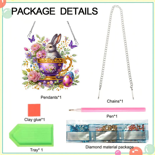 Easter Diamond Art Hanging Pendant Acrylic 5D DIY Diamond Painting Dots Pendant