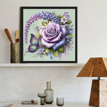 Load image into Gallery viewer, Diamond Painting - Full Round - Purple Rose Butterfly (40*40CM)