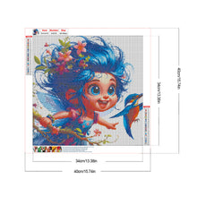 Load image into Gallery viewer, Diamond Painting - Full Round - Blue-Haired Elf Girl And Hummingbird (40*40CM)