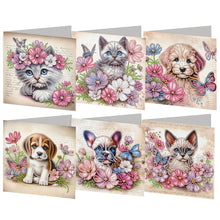 Load image into Gallery viewer, 6Pcs Animals DIY Diamond Painting Greeting Card Kit with Envelope for Friend