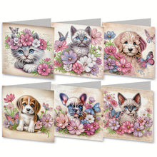 Load image into Gallery viewer, 6Pcs Animals DIY Diamond Painting Greeting Card Kit with Envelope for Friend