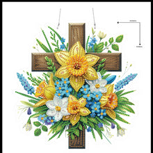 Load image into Gallery viewer, Acrylic Special Shaped Cross Flower Hanging Diamond Art Kits Bedroom Decoration