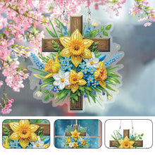 Load image into Gallery viewer, Acrylic Special Shaped Cross Flower Hanging Diamond Art Kits Bedroom Decoration