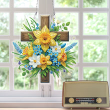 Load image into Gallery viewer, Acrylic Special Shaped Cross Flower Hanging Diamond Art Kits Bedroom Decoration
