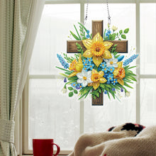 Load image into Gallery viewer, Acrylic Special Shaped Cross Flower Hanging Diamond Art Kits Bedroom Decoration