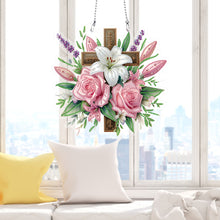 Load image into Gallery viewer, Acrylic Special Shaped Cross Flower Hanging Diamond Art Kits Bedroom Decoration