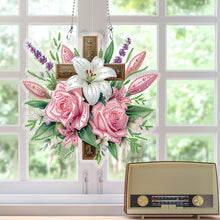 Load image into Gallery viewer, Acrylic Special Shaped Cross Flower Hanging Diamond Art Kits Bedroom Decoration