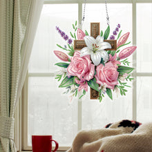 Load image into Gallery viewer, Acrylic Special Shaped Cross Flower Hanging Diamond Art Kits Bedroom Decoration