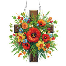Load image into Gallery viewer, Acrylic Special Shaped Cross Flower Hanging Diamond Art Kits Bedroom Decoration