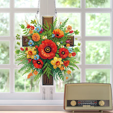 Load image into Gallery viewer, Acrylic Special Shaped Cross Flower Hanging Diamond Art Kits Bedroom Decoration