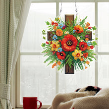 Load image into Gallery viewer, Acrylic Special Shaped Cross Flower Hanging Diamond Art Kits Bedroom Decoration