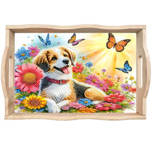 Load image into Gallery viewer, Wooden Animals Flowers 5D DIY Diamond Painting Serving Tray with Handle for Desk