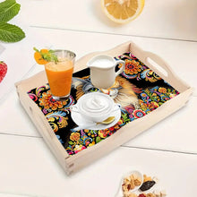 Load image into Gallery viewer, Wooden Animals Flowers 5D DIY Diamond Painting Serving Tray with Handle for Desk