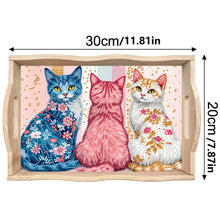 Load image into Gallery viewer, Wooden Animals Flowers 5D DIY Diamond Painting Serving Tray with Handle for Desk