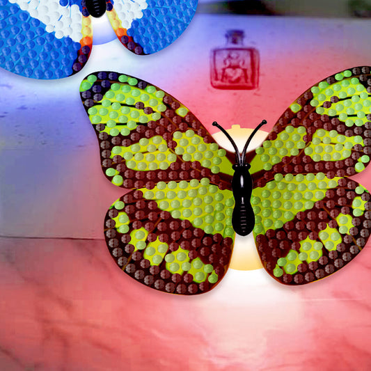6Pcs Butterfly DIY Diamond Painting Decorative Stickers Set with Light DIY Gifts