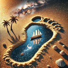 Load image into Gallery viewer, Diamond Painting - Full Round - Desert Footprints Starry Sky Sailboat (40*40CM)