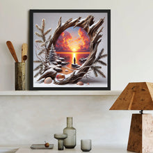 Load image into Gallery viewer, Diamond Painting - Full Round - Dead Pine Trunk Sunset Dusk (40*40CM)