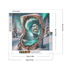 Load image into Gallery viewer, Diamond Painting - Full Round - Snowy Night Aurora Waves Sailboat (40*40CM)