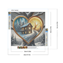 Load image into Gallery viewer, Diamond Painting - Full Round - Heart Tree Hole Snowy Night House (40*40CM)