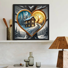 Load image into Gallery viewer, Diamond Painting - Full Round - Heart Tree Hole Snowy Night House (40*40CM)