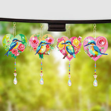 Load image into Gallery viewer, 4Pcs Acrylic Love Flower Hummingbird Diamond Art Painting Suncatchers Home Decor