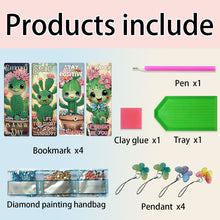 Load image into Gallery viewer, 3Pcs Special Shape Cactus Diamond Art Bookmark with Pendant for Adults Beginners