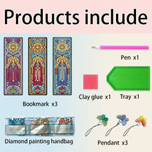 Load image into Gallery viewer, 3Pcs Special Shape Cactus Diamond Art Bookmark with Pendant for Adults Beginners
