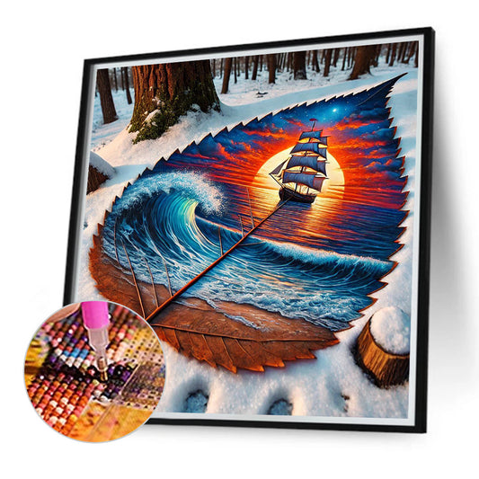 Diamond Painting - Full Round - Dead Leaf Sailboat (40*40CM)