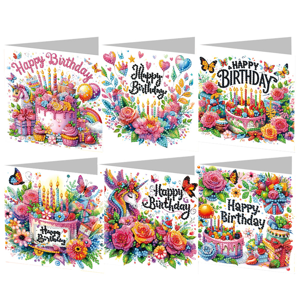 6pcs Diamond Painting Greeting Cards DIY Diamond Art Cards Handmade Arts Crafts