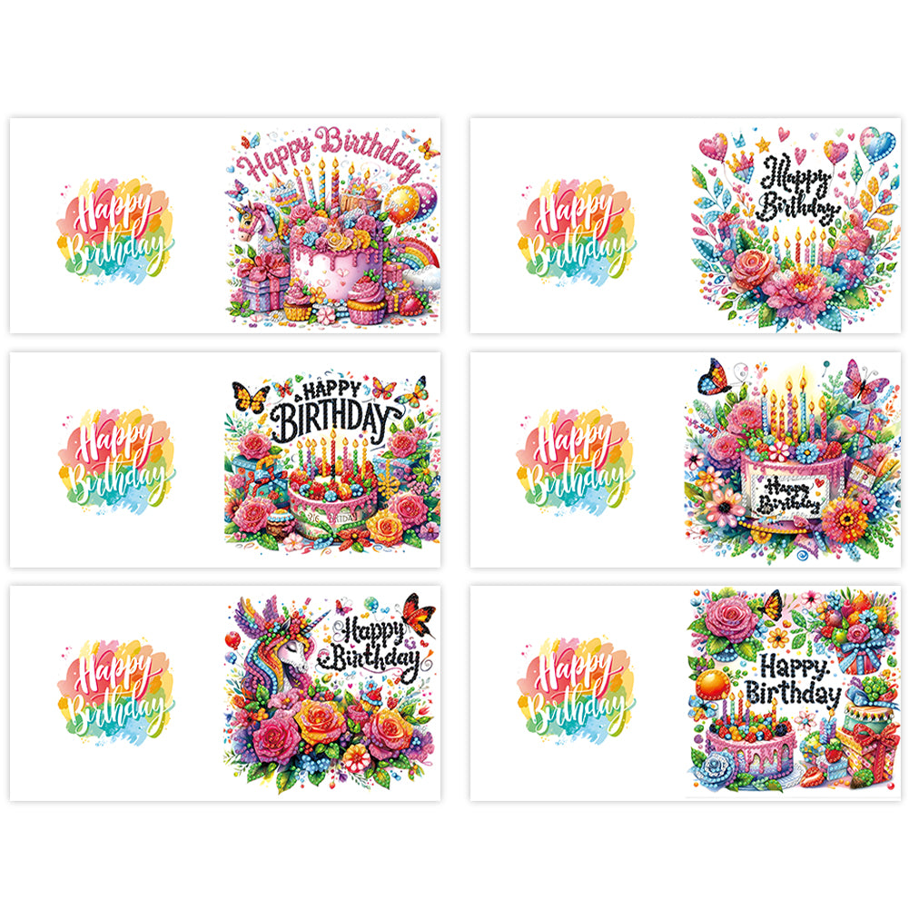 6pcs Diamond Painting Greeting Cards DIY Diamond Art Cards Handmade Arts Crafts