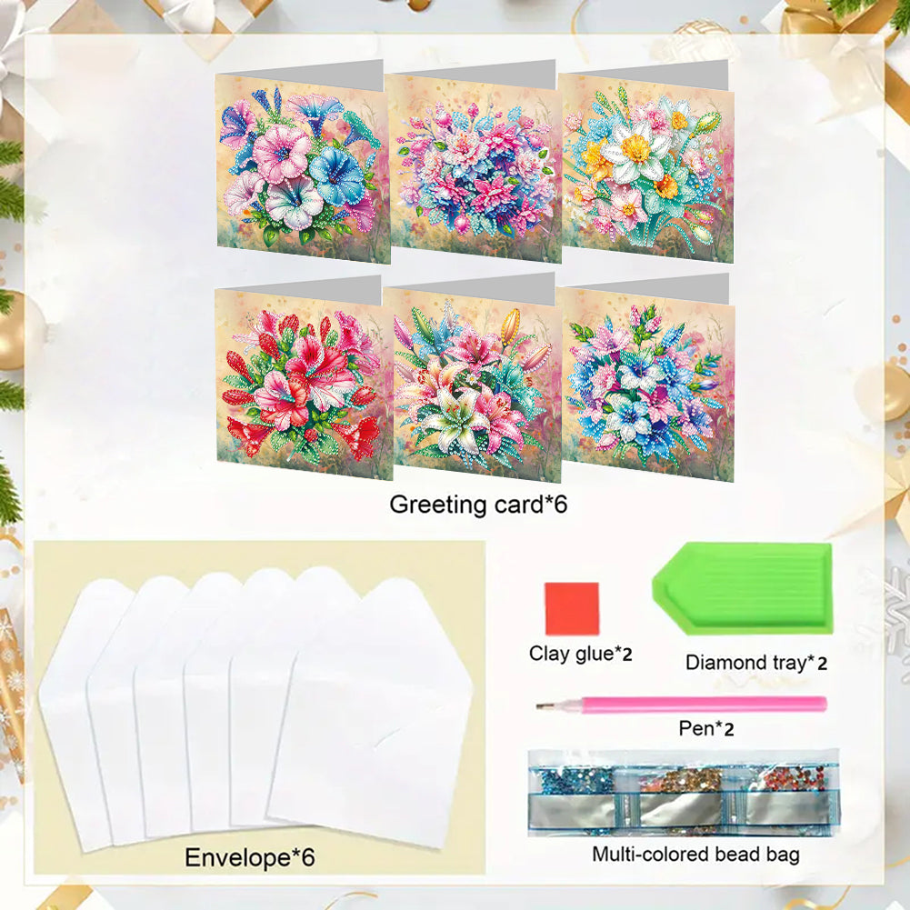 6pcs Diamond Painting Greeting Cards DIY Diamond Art Cards Handmade Arts Crafts