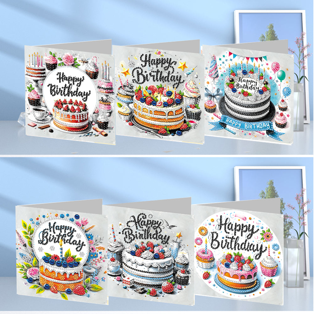 6pcs Diamond Painting Greeting Cards DIY Diamond Art Cards Handmade Arts Crafts