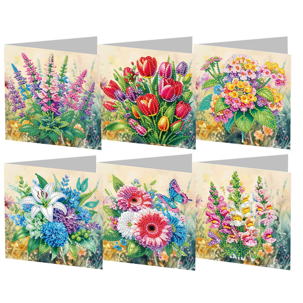 6pcs Diamond Painting Greeting Cards DIY Diamond Art Cards Handmade Arts Crafts