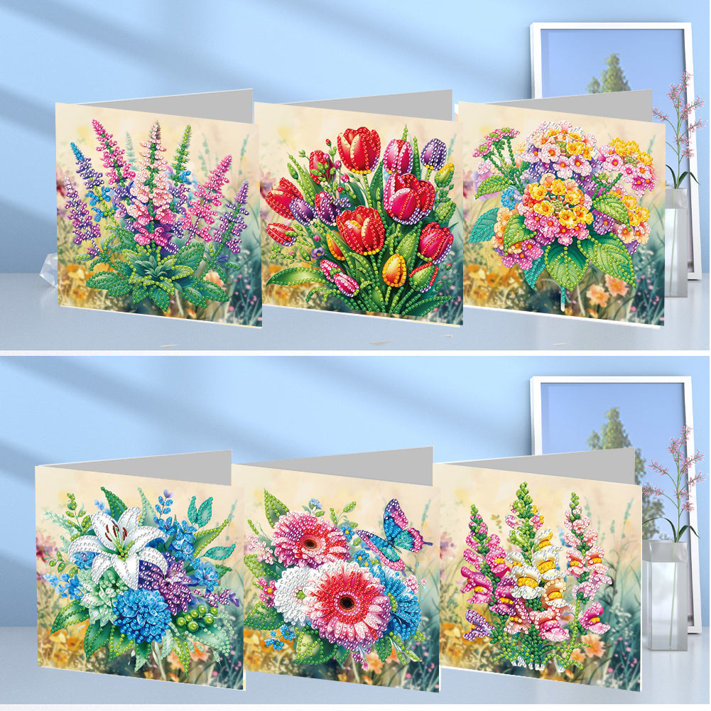 6pcs Diamond Painting Greeting Cards DIY Diamond Art Cards Handmade Arts Crafts