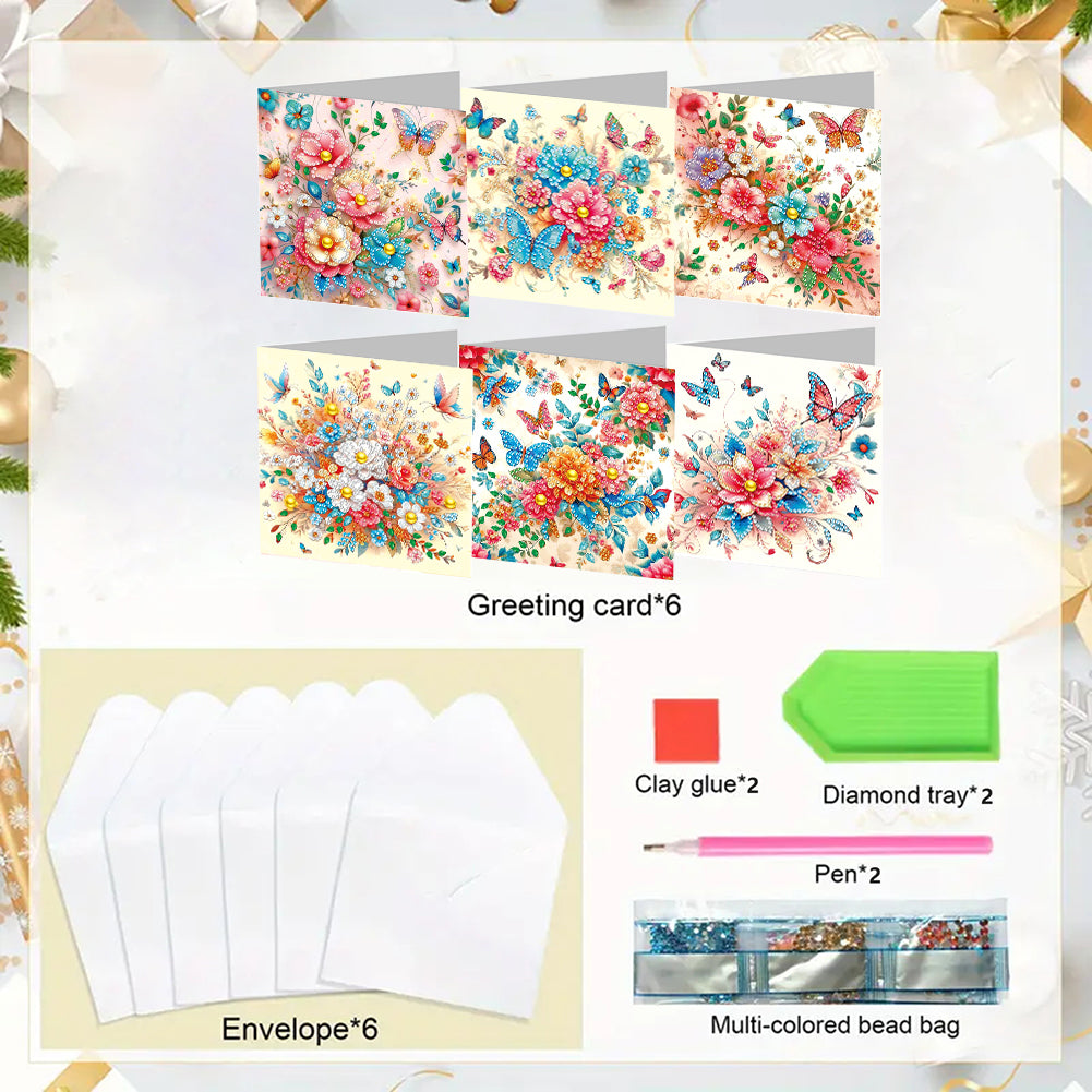 6pcs Diamond Painting Greeting Cards DIY Diamond Art Cards Handmade Arts Crafts