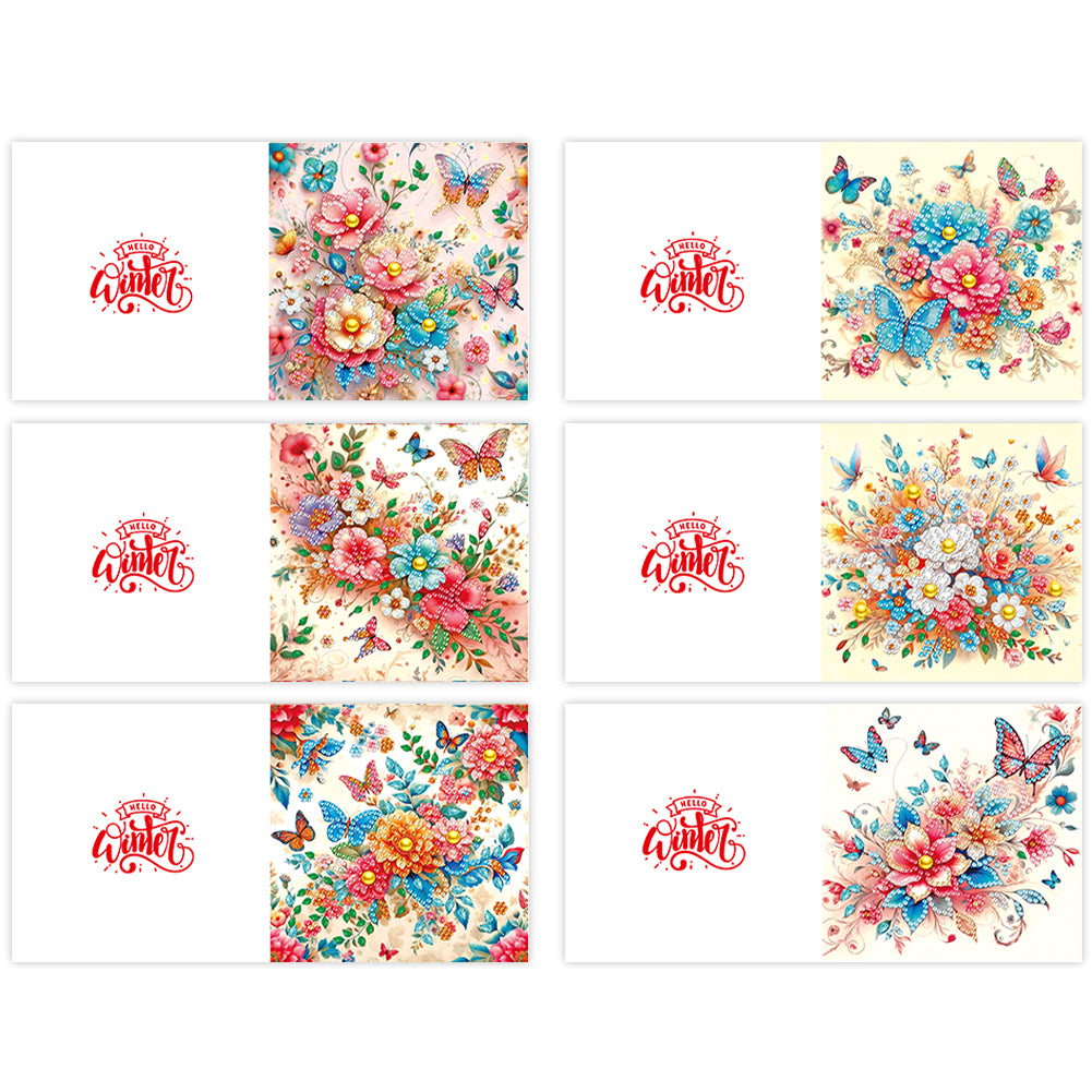 6pcs Diamond Painting Greeting Cards DIY Diamond Art Cards Handmade Arts Crafts