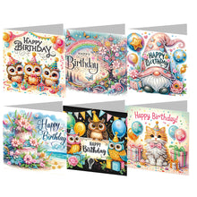 Load image into Gallery viewer, 6pcs Diamond Painting Greeting Cards DIY Diamond Art Cards Handmade Arts Crafts