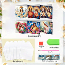 Load image into Gallery viewer, 6Pcs DIY Diamond Painting Greeting Card with Envelope 5D DIY Drill Painting Card