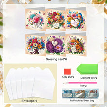 Load image into Gallery viewer, 6Pcs DIY Diamond Painting Greeting Card with Envelope 5D DIY Drill Painting Card