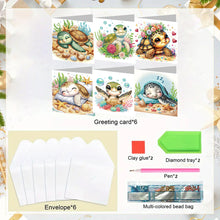 Load image into Gallery viewer, 6Pcs DIY Diamond Painting Greeting Card with Envelope 5D DIY Drill Painting Card