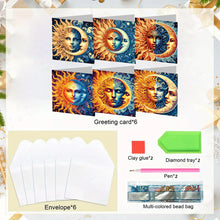 Load image into Gallery viewer, 6Pcs DIY Diamond Painting Greeting Card with Envelope 5D DIY Drill Painting Card