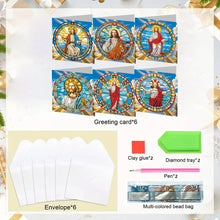 Load image into Gallery viewer, 6Pcs DIY Diamond Painting Greeting Card with Envelope 5D DIY Drill Painting Card