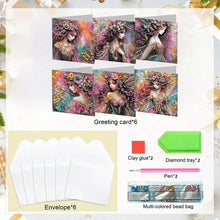 Load image into Gallery viewer, 6Pcs DIY Diamond Painting Greeting Card with Envelope 5D DIY Drill Painting Card