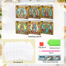 Load image into Gallery viewer, 6Pcs DIY Diamond Painting Greeting Card with Envelope 5D DIY Drill Painting Card