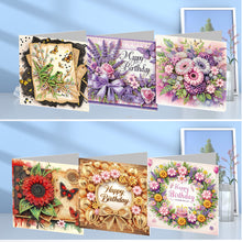 Load image into Gallery viewer, 6Pcs DIY Diamond Painting Greeting Card with Envelope 5D DIY Drill Painting Card